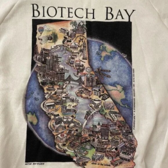 Vintage 1991 Biotech Bay California Jerzees Size XL‎ Sweater Made In USA White - Picture 2 of 12